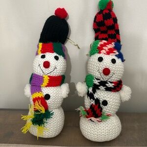 Handmade Colorful Knit Snowman Decor - 2